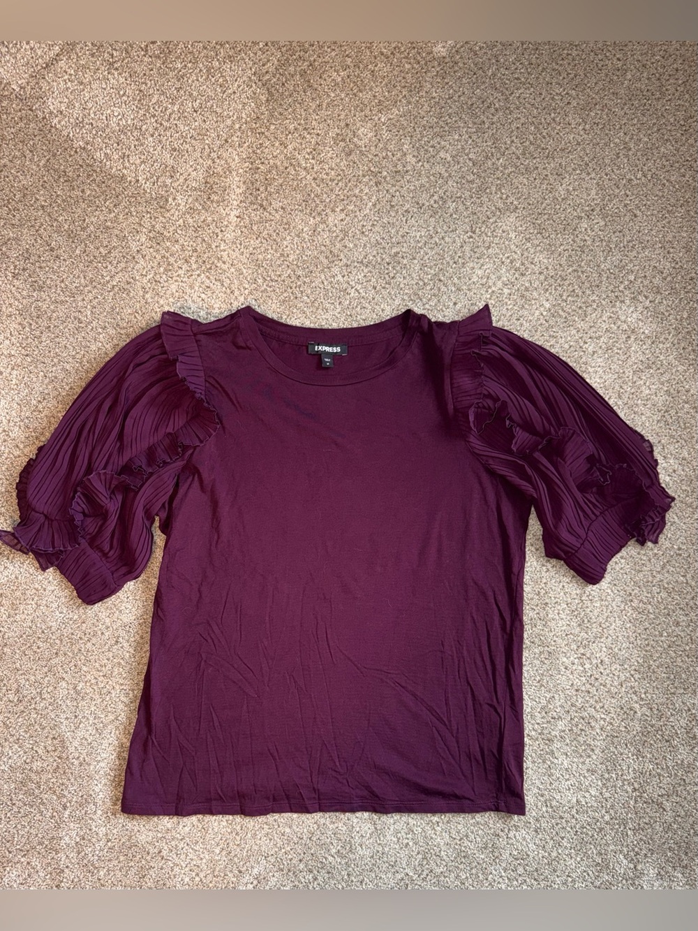 Express Women's Plum Ruffle Sleeve Top size medium